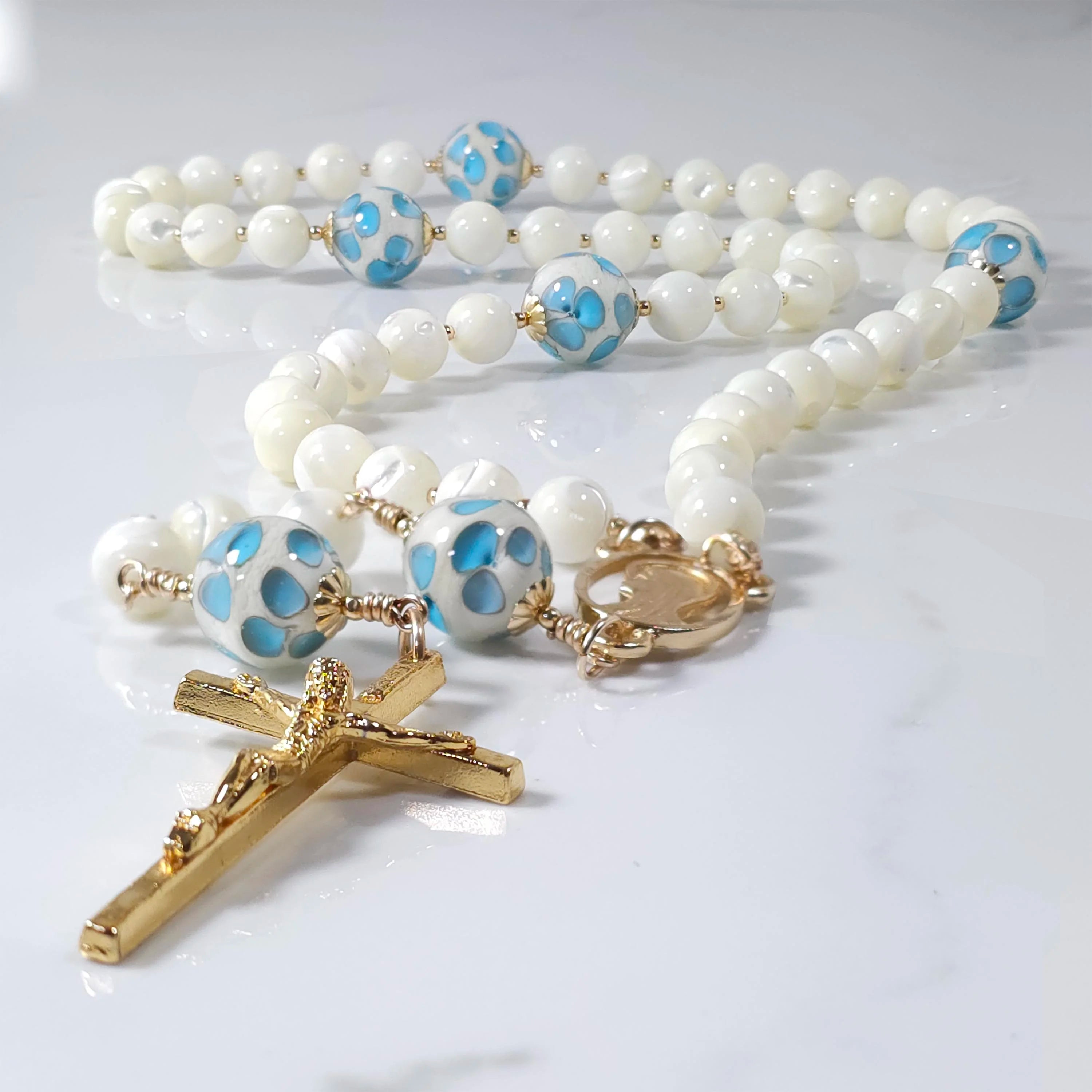 Our lady rosary or Nostra Domina rosary inspired by our lady who wear marian blue robe.