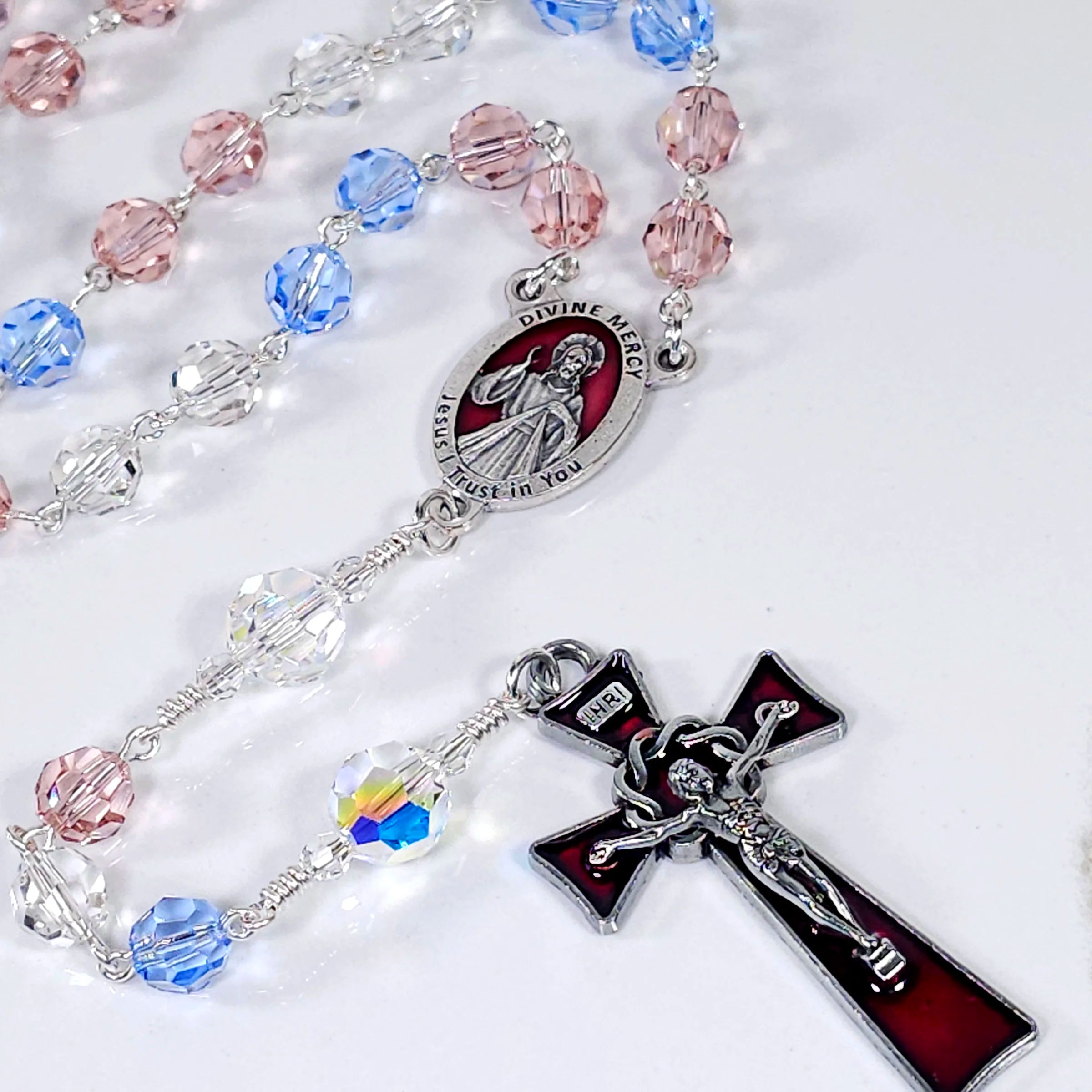 The Divine Mercy image inspired by Saint Faustina's visions.