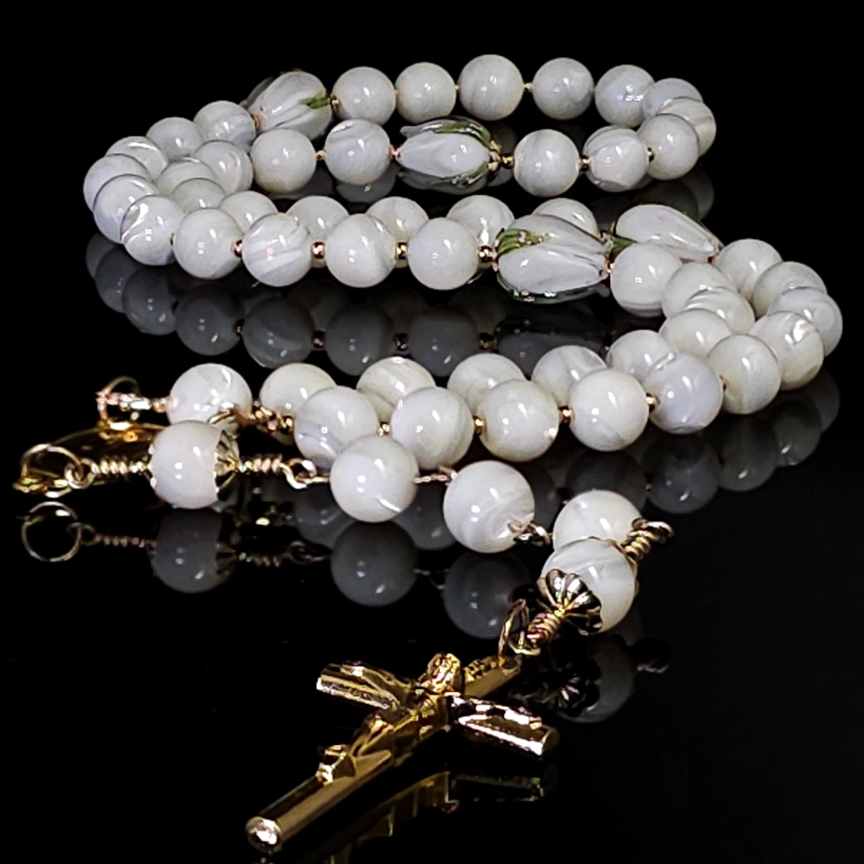 White Easter pearl rosary.
