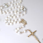 most beautiful white rosary with pearl gemstone.