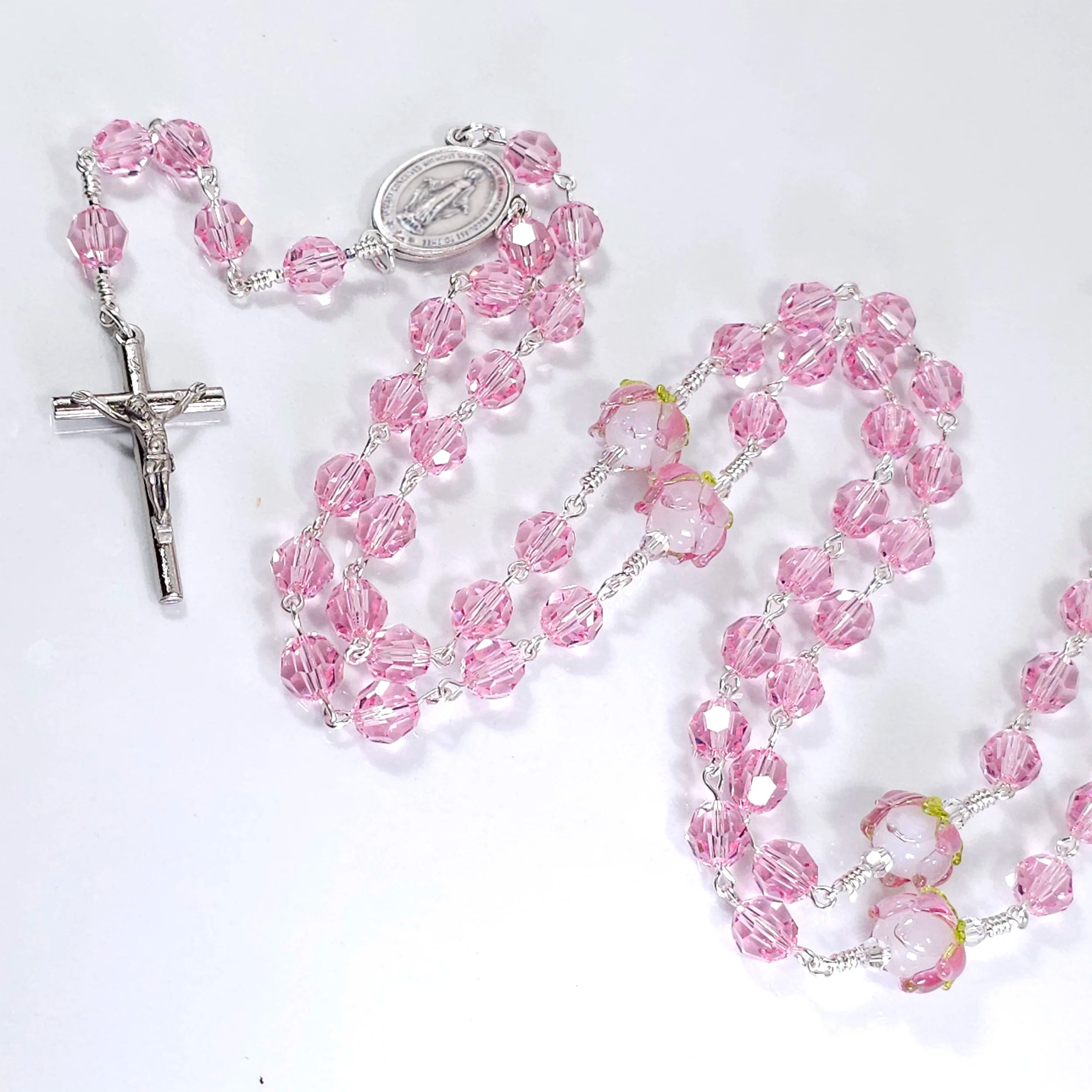 Pink rosary perfect for Mother's day gift, baptism gift and wedding gifts.