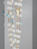 our lady of Lourdes rosary with blue little flower and white pearl, very beautiful.